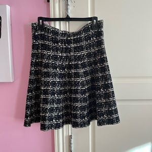 Aqua black and cream patterned skater style skirt